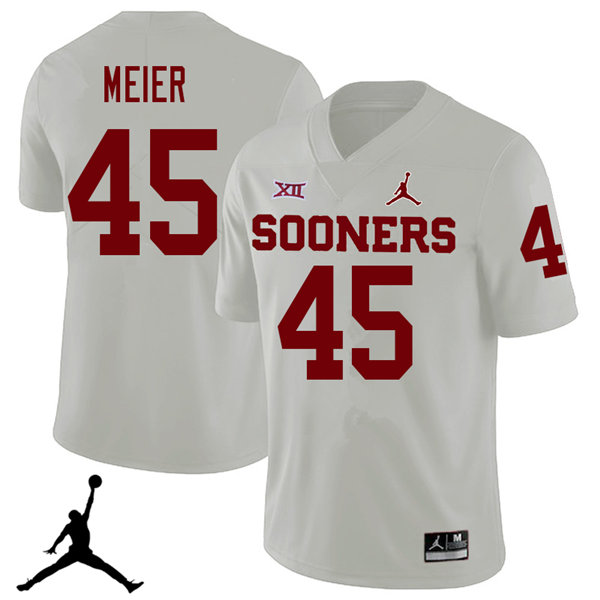 Jordan Brand Men #45 Carson Meier Oklahoma Sooners 2018 College Football Jerseys Sale-White - Click Image to Close
